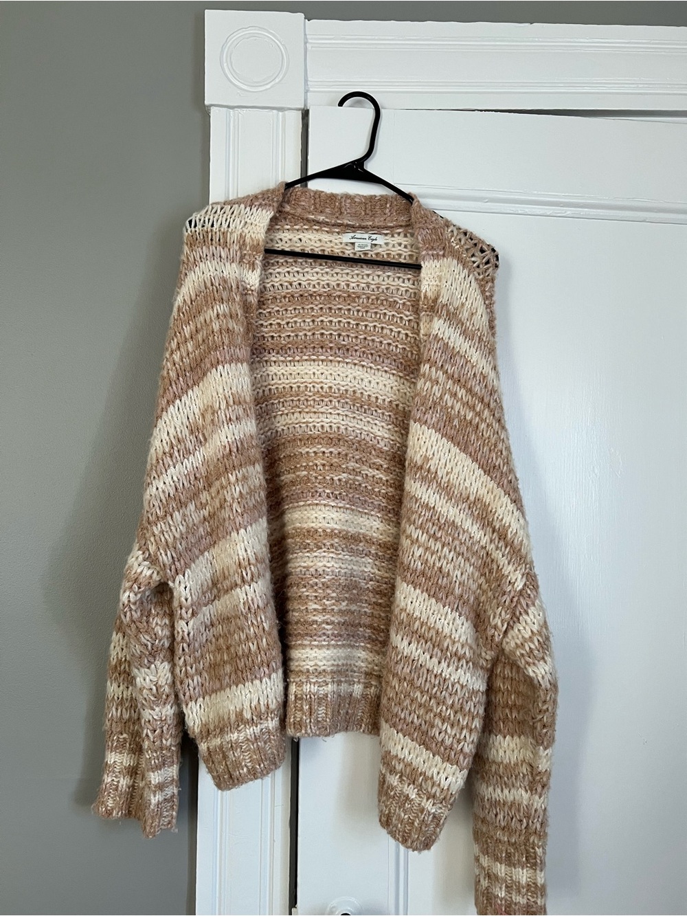 Cozy Striped Open-Front Cardigan Sweater